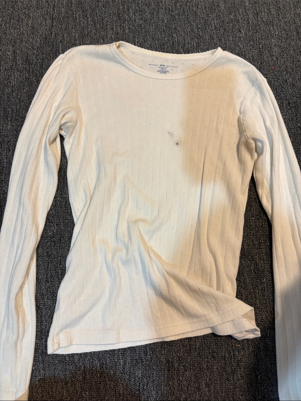 Brandy Melville Ivory Ribbed Long Sleeve Top